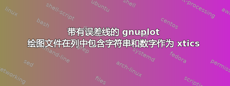 带有误差线的 gnuplot 绘图文件在列中包含字符串和数字作为 xtics