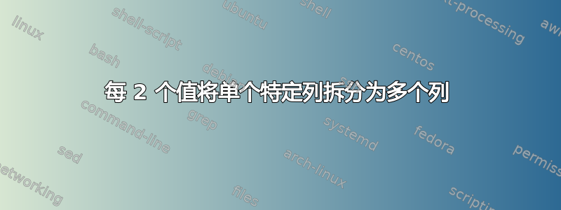 每 2 个值将单个特定列拆分为多个列