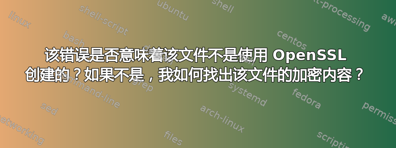 该错误是否意味着该文件不是使用 OpenSSL 创建的？如果不是，我如何找出该文件的加密内容？