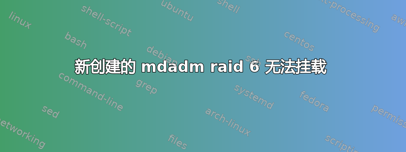 新创建的 mdadm raid 6 无法挂载