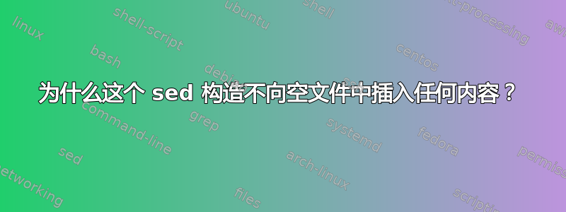 为什么这个 sed 构造不向空文件中插入任何内容？