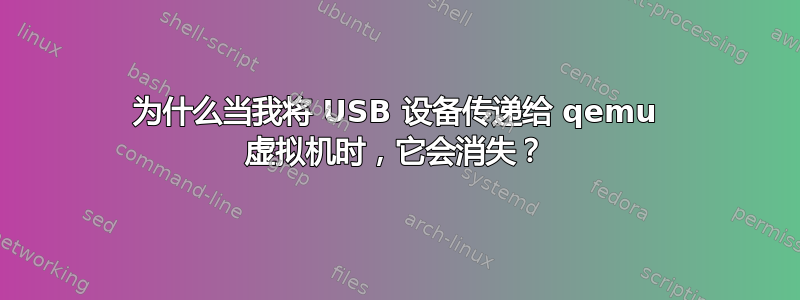 为什么当我将 USB 设备传递给 qemu 虚拟机时，它会消失？