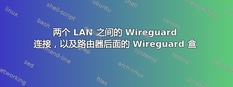 两个 LAN 之间的 Wireguard 连接，以及路由器后面的 Wireguard 盒