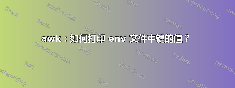 awk：如何打印 env 文件中键的值？