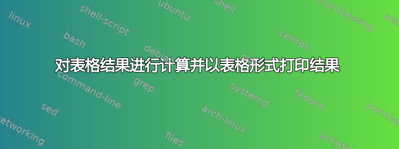 对表格结果进行计算并以表格形式打印结果