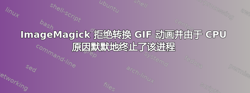 ImageMagick 拒绝转换 GIF 动画并由于 CPU 原因默默地终止了该进程