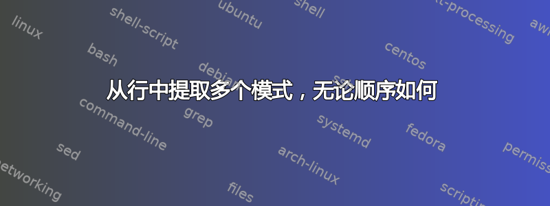 从行中提取多个模式，无论顺序如何