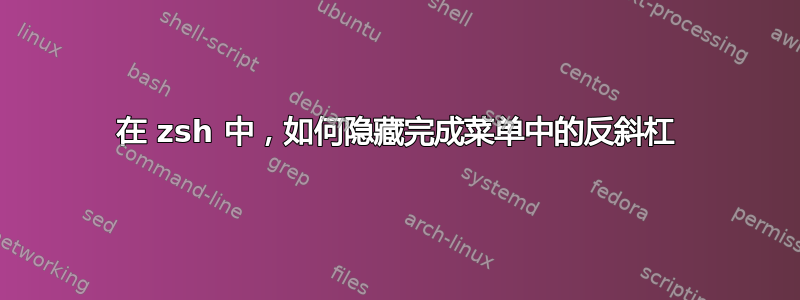 在 zsh 中，如何隐藏完成菜单中的反斜杠