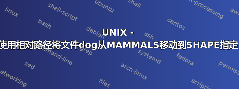 UNIX - 使用相对路径将文件dog从MAMMALS移动到SHAPE指定