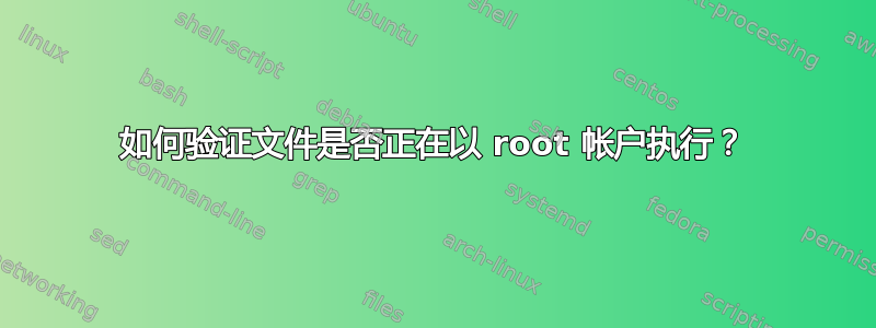 如何验证文件是否正在以 root 帐户执行？