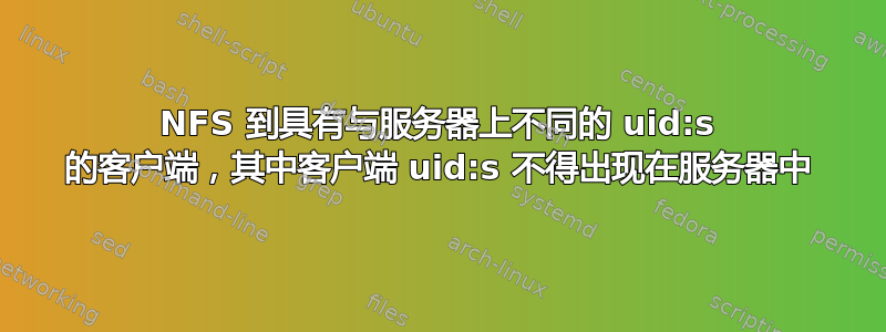 NFS 到具有与服务器上不同的 uid:s 的客户端，其中客户端 uid:s 不得出现在服务器中