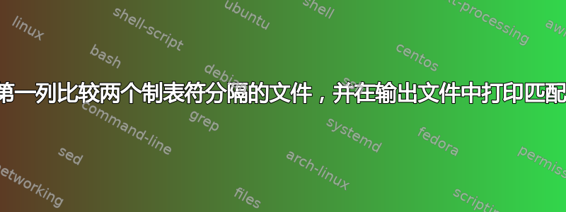 根据两个文件的第一列比较两个制表符分隔的文件，并在输出文件中打印匹配和不匹配的条目