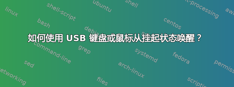 如何使用 USB 键盘或鼠标从挂起状态唤醒？