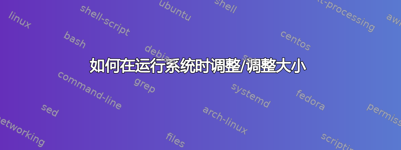 如何在运行系统时调整/调整大小