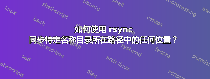 如何使用 rsync 同步特定名称目录所在路径中的任何位置？