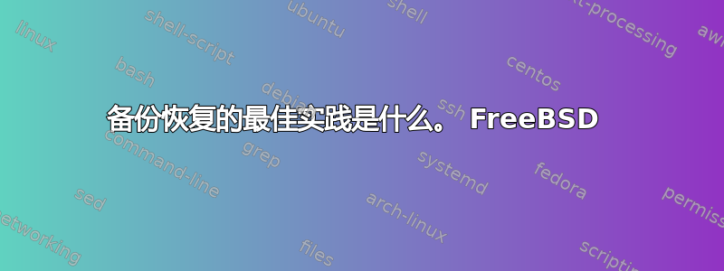 备份恢复的最佳实践是什么。 FreeBSD 