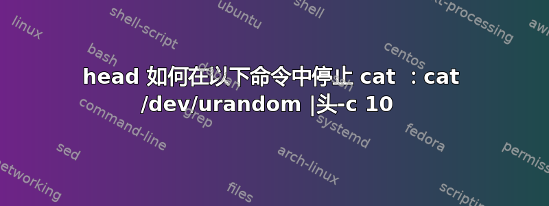 head 如何在以下命令中停止 cat ：cat /dev/urandom |头-c 10 