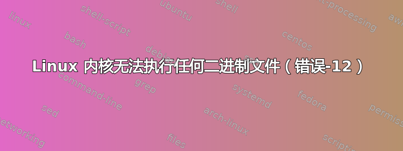 Linux 内核无法执行任何二进制文件（错误-12）