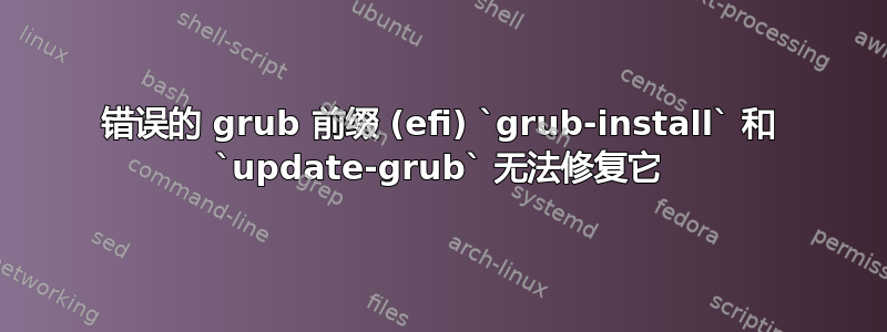 错误的 grub 前缀 (efi) `grub-install` 和 `update-grub` 无法修复它