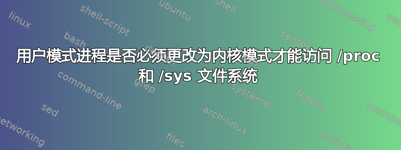 用户模式进程是否必须更改为内核模式才能访问 /proc 和 /sys 文件系统