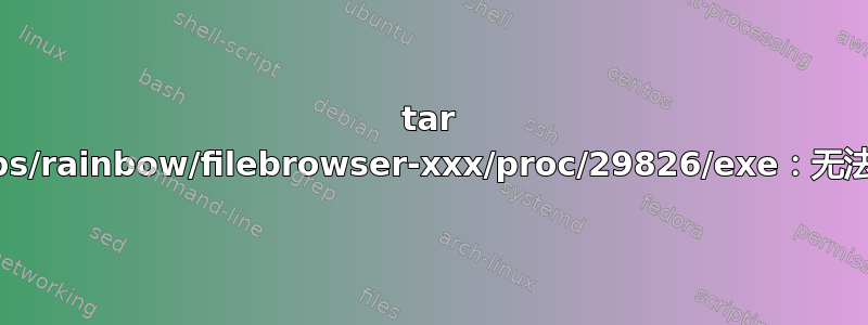 tar 失败，并显示“/rw/internal_apps/rainbow/filebrowser-xxx/proc/29826/exe：无法读取链接：没有这样的文件或目录