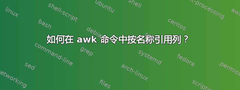 如何在 awk 命令中按名称引用列？