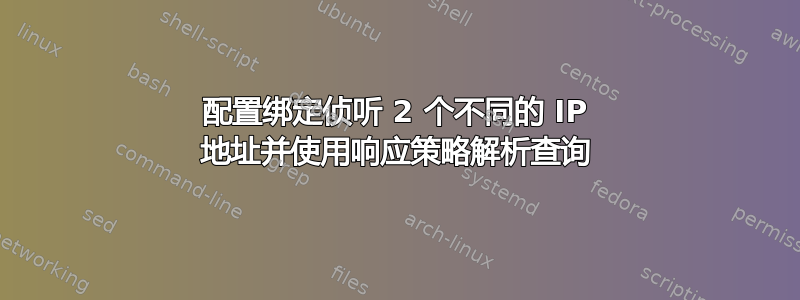 配置绑定侦听 2 个不同的 IP 地址并使用响应策略解析查询