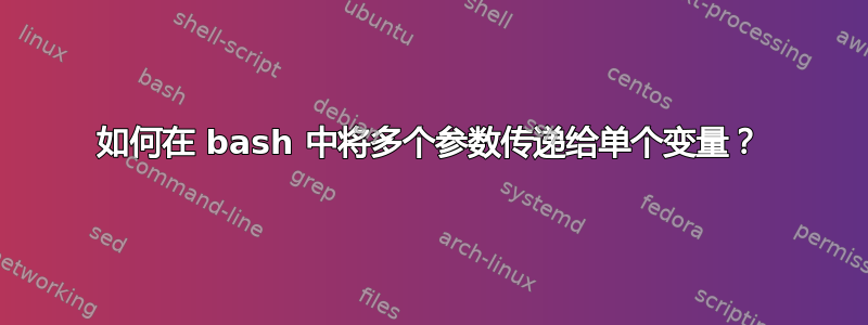 如何在 bash 中将多个参数传递给单个变量？