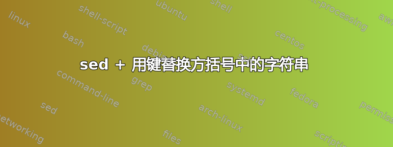 sed + 用键替换方括号中的字符串