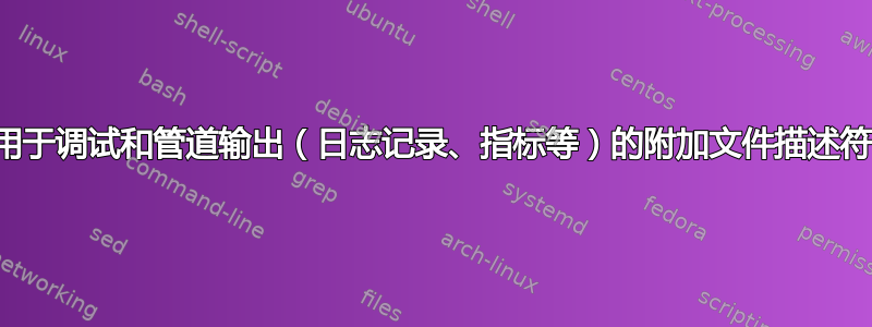 用于调试和管道输出（日志记录、指标等）的附加文件描述符