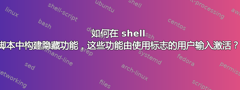 如何在 shell 脚本中构建隐藏功能，这些功能由使用标志的用户输入激活？