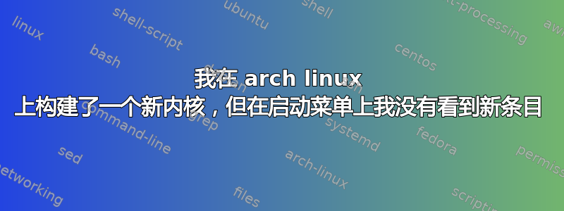 我在 arch linux 上构建了一个新内核，但在启动菜单上我没有看到新条目