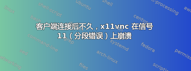 客户端连接后不久，x11vnc 在信号 11（分段错误）上崩溃