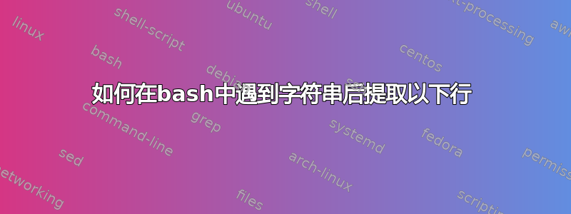 如何在bash中遇到字符串后提取以下行