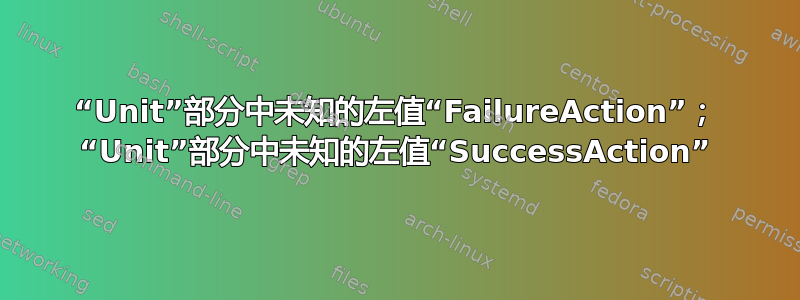 “Unit”部分中未知的左值“FailureAction”； “Unit”部分中未知的左值“SuccessAction”