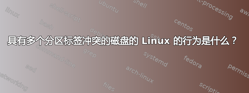 具有多个分区标签冲突的磁盘的 Linux 的行为是什么？