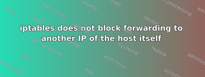 iptables does not block forwarding to another IP of the host itself