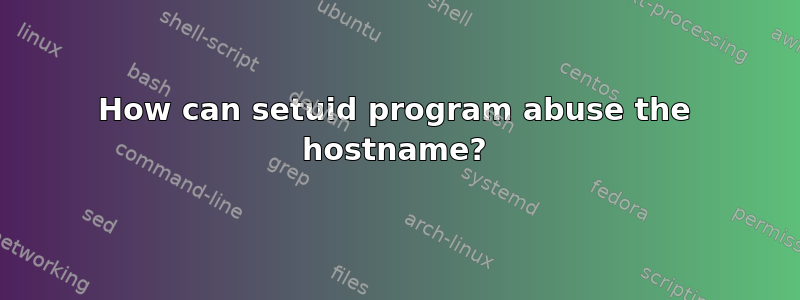 How can setuid program abuse the hostname?