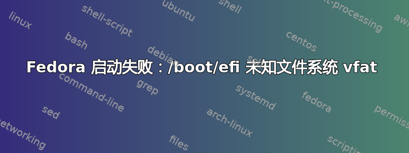 Fedora 启动失败：/boot/efi 未知文件系统 vfat