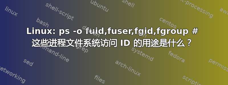 Linux: ps -o fuid,fuser,fgid,fgroup # 这些进程文件系统访问 ID 的用途是什么？