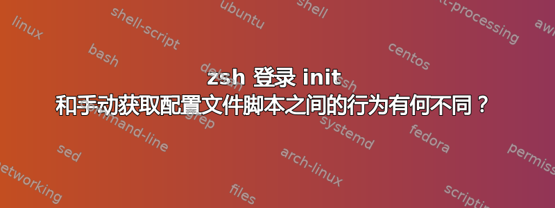 zsh 登录 init 和手动获取配置文件脚本之间的行为有何不同？