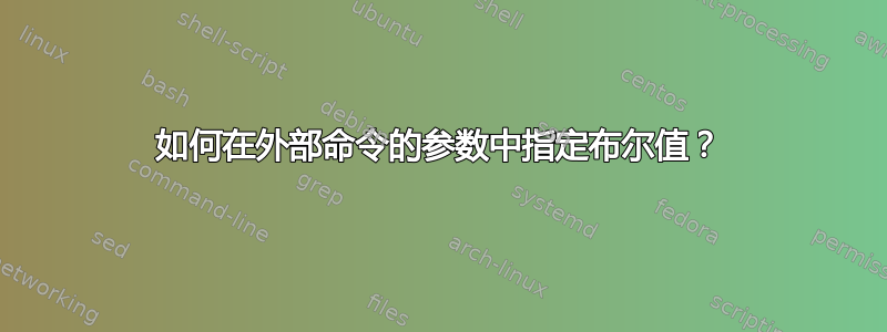 如何在外部命令的参数中指定布尔值？