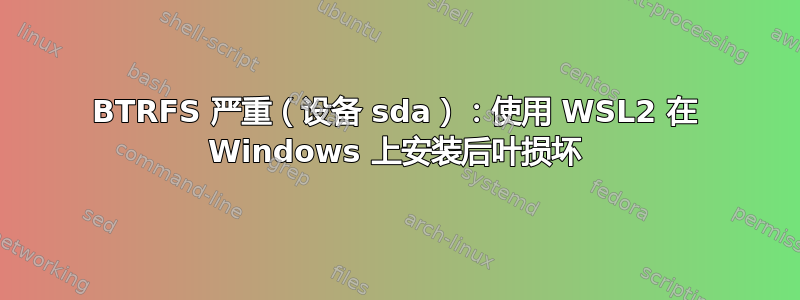 BTRFS 严重（设备 sda）：使用 WSL2 在 Windows 上安装后叶损坏