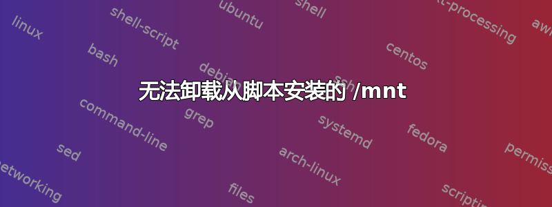 无法卸载从脚本安装的 /mnt