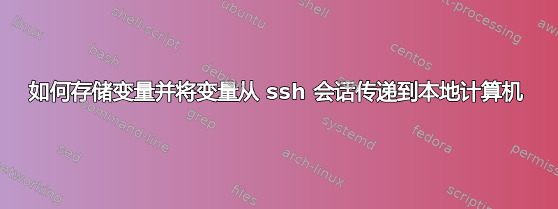 如何存储变量并将变量从 ssh 会话传递到本地计算机