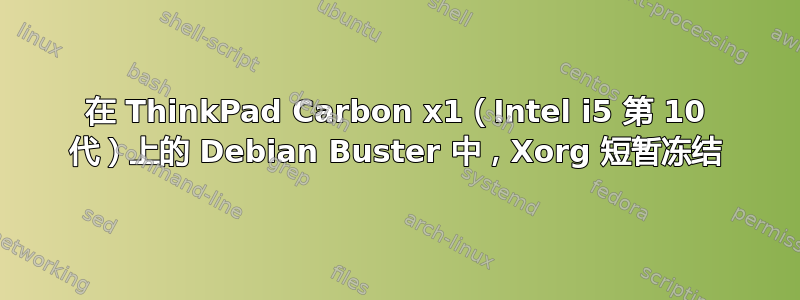 在 ThinkPad Carbon x1（Intel i5 第 10 代）上的 Debian Buster 中，Xorg 短暂冻结