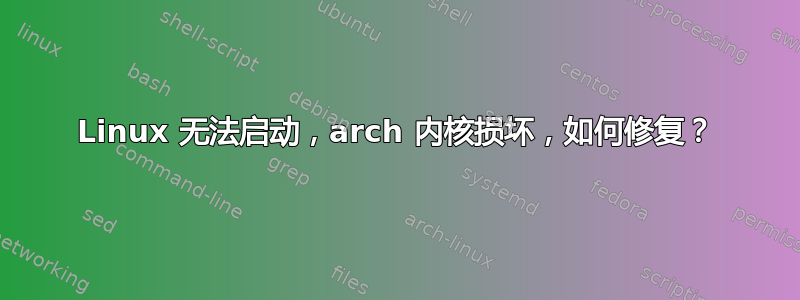 Linux 无法启动，arch 内核损坏，如何修复？