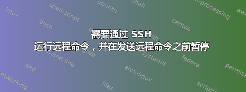 需要通过 SSH 运行远程命令，并在发送远程命令之前暂停