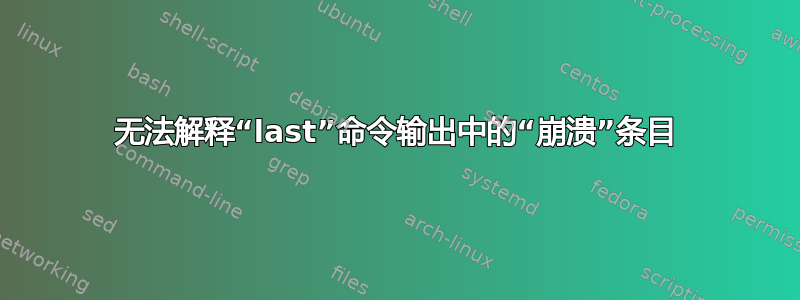 无法解释“last”命令输出中的“崩溃”条目