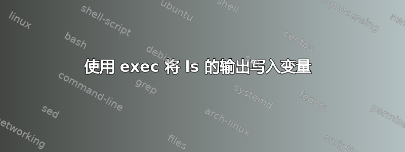 使用 exec 将 ls 的输出写入变量 